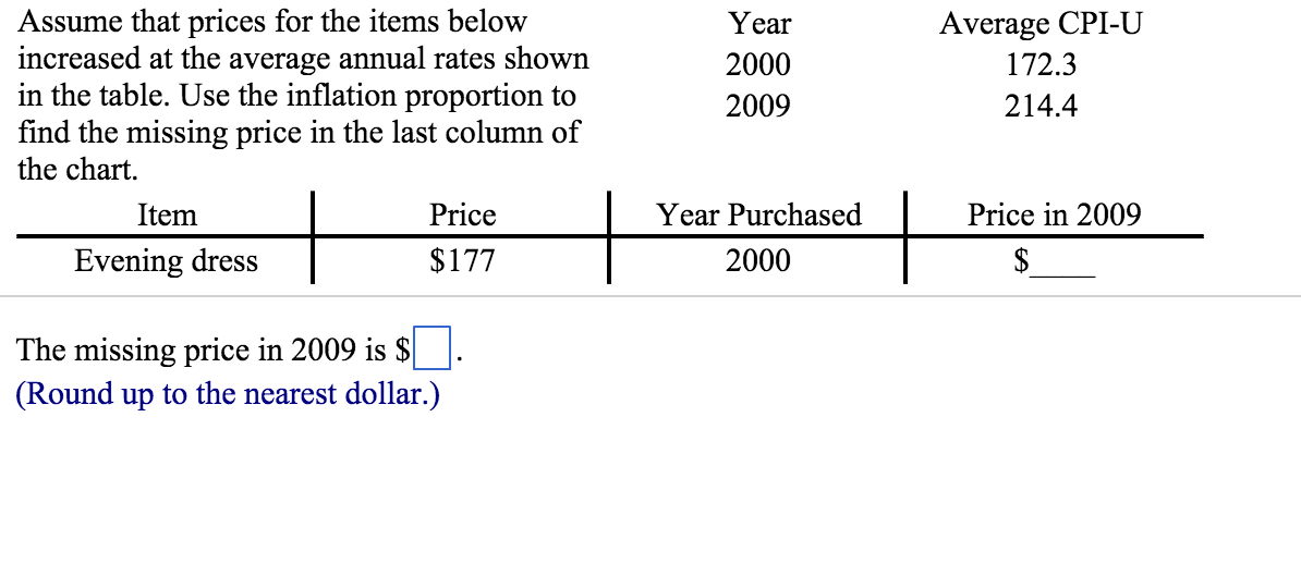 Assume that prices for the items below increased at | Chegg.com