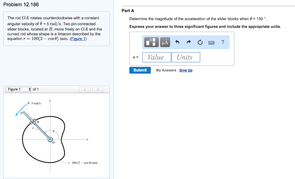 Solved The rod OA rotates counterclockwise with a constant | Chegg.com