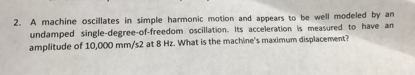 Solved A machine oscillates in simple harmonic motion and | Chegg.com