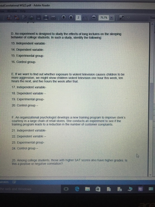 Solved An experiment is designed to study the effects of | Chegg.com