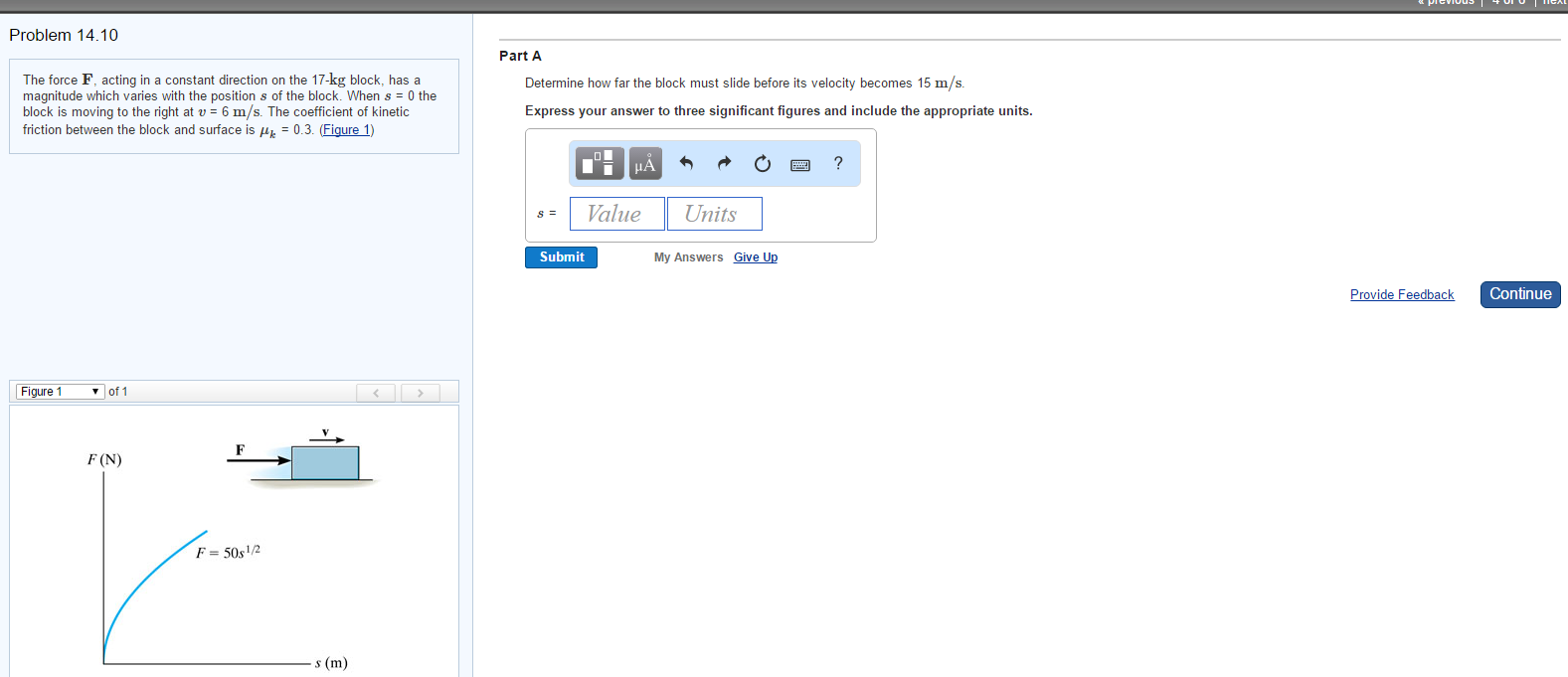 Solved The force F acting in a constant direction on the | Chegg.com