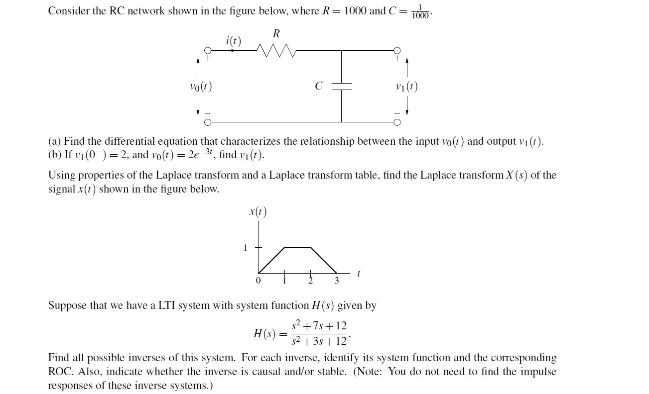 Solved Consider the RC network shown in the figure below, | Chegg.com