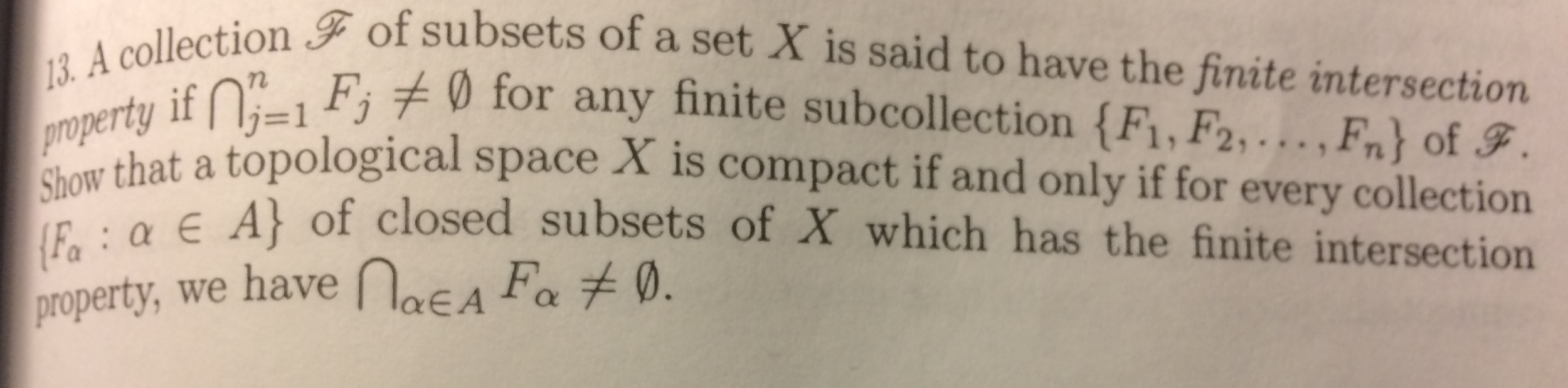 Solved A Collection F Of Subsets Of A Set X Is Said To Have | Chegg.com