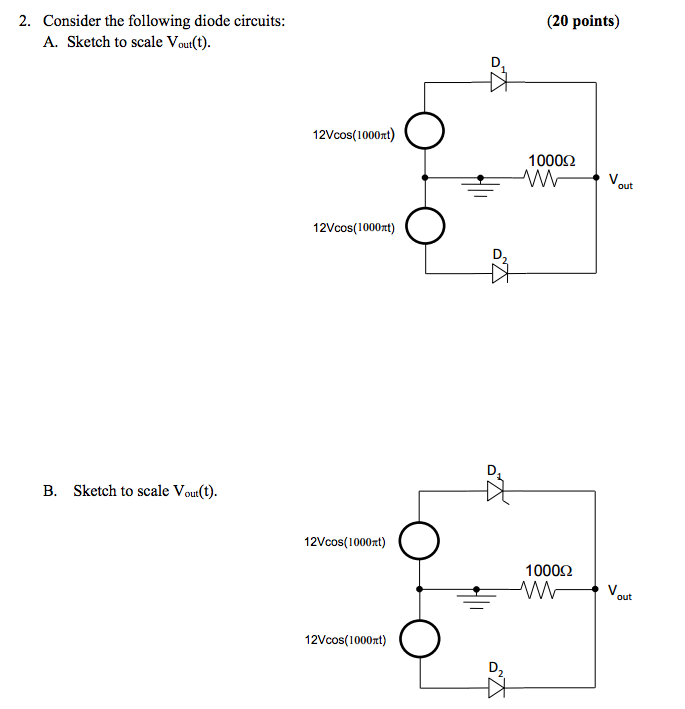 Solved Consider the following diode circuits A. Sketch to