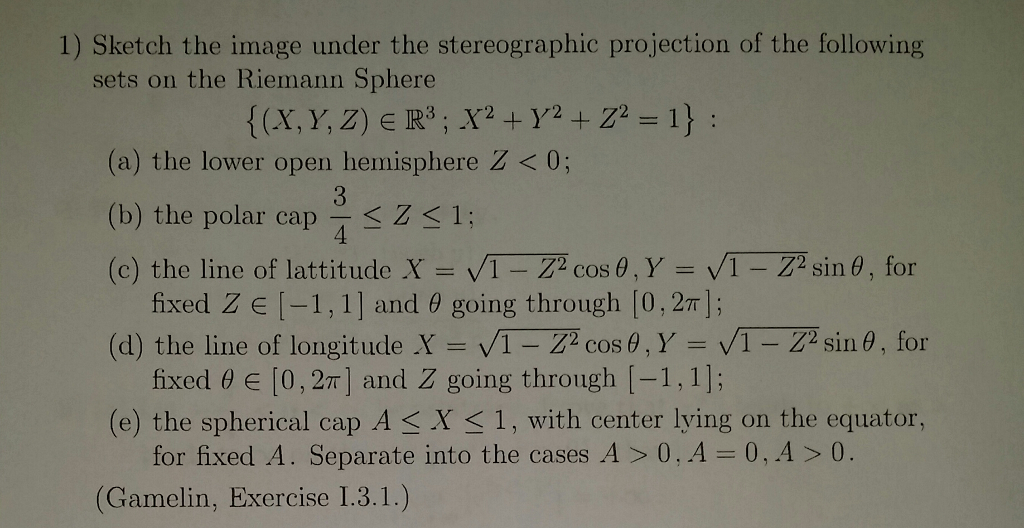 Solved Sketch the image under the stereographic projection | Chegg.com