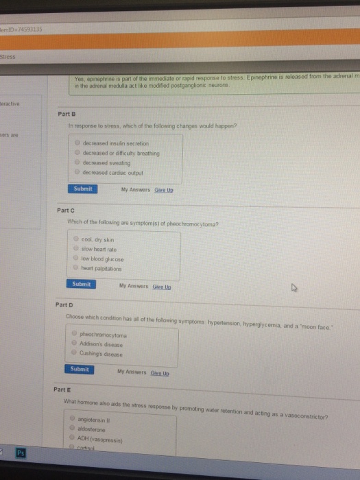 It response to stress, which of the following changes | Chegg.com