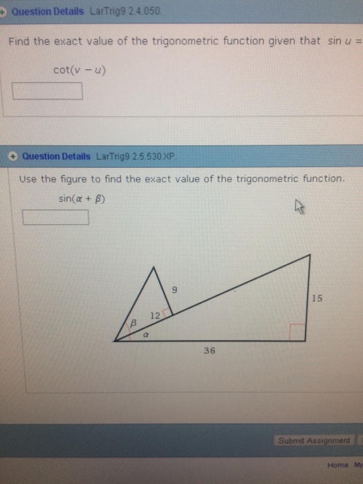 Solved Find the exact value of the trigonometric function | Chegg.com