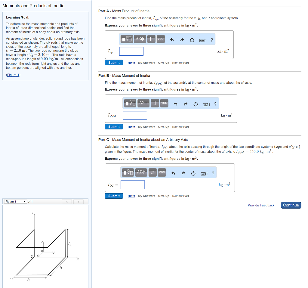 To determine the mass moments and products of inertia | Chegg.com