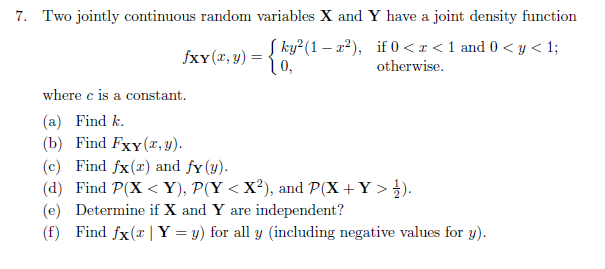 Solved Two jointly continuous random variables X and Y have | Chegg.com