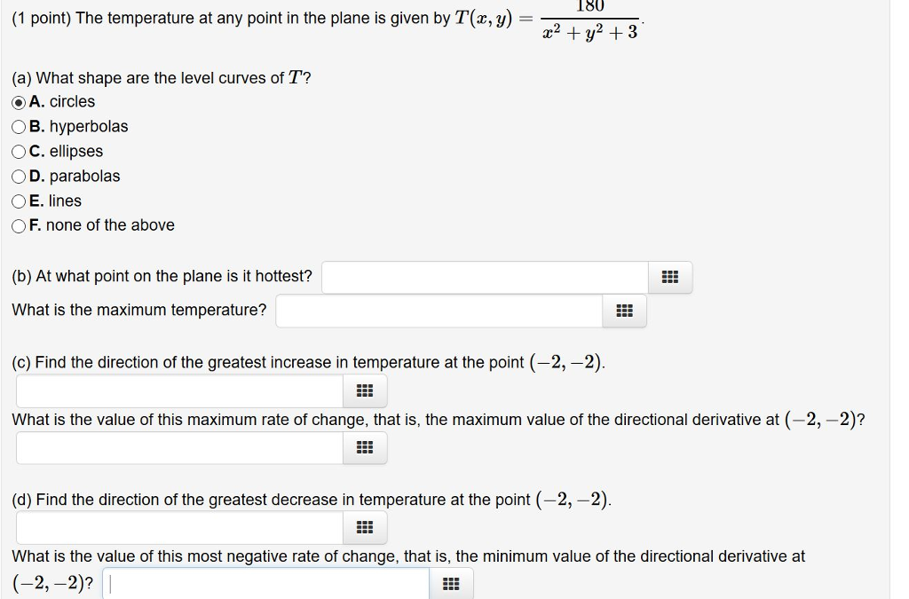Solved The temperature at any point in the plane is given by | Chegg.com