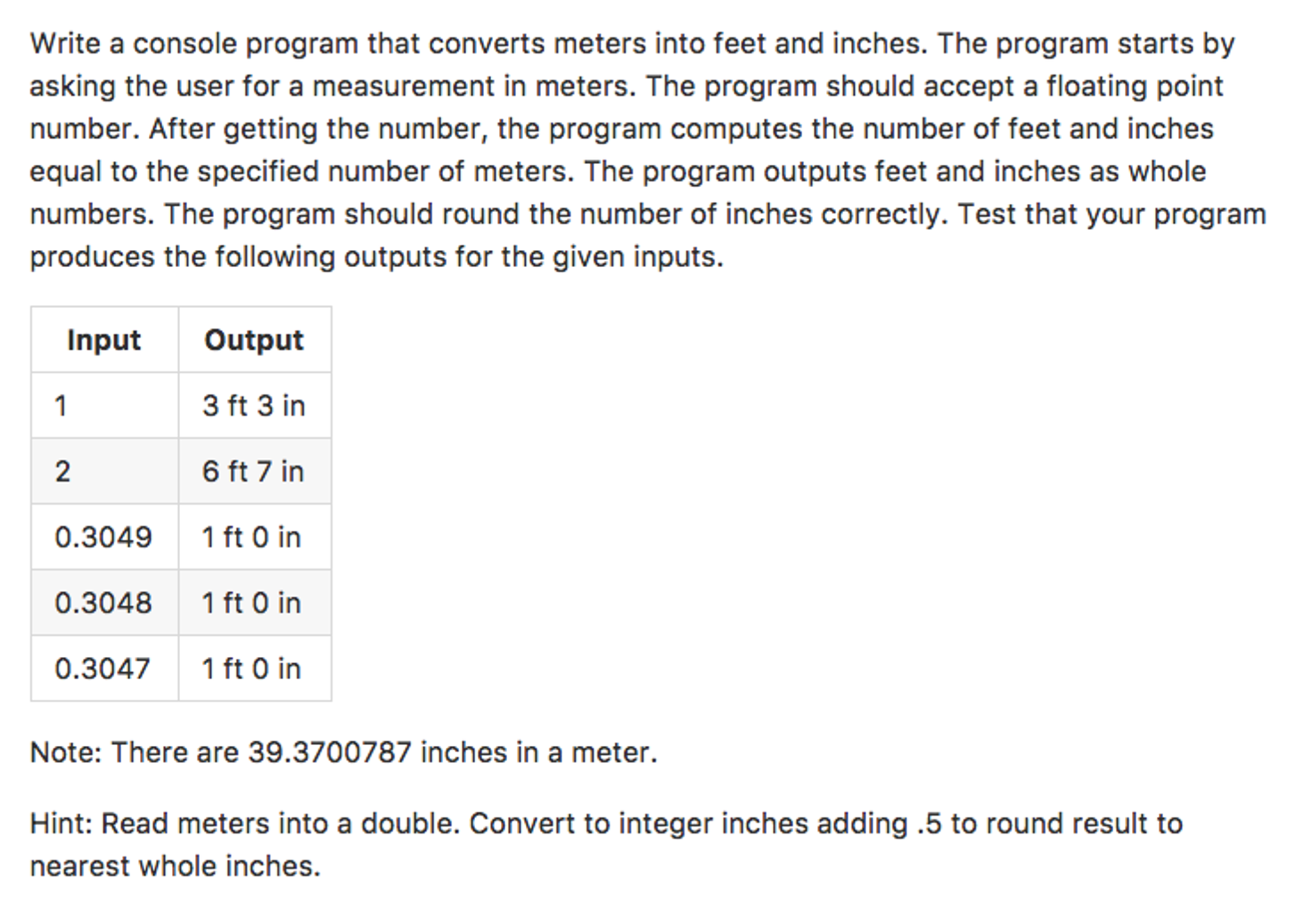 Solved Write A Console Program That Converts Meters Into Chegg