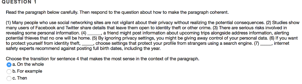 Solved QUESTION 1 Read the paragraph below carefully. Then | Chegg.com