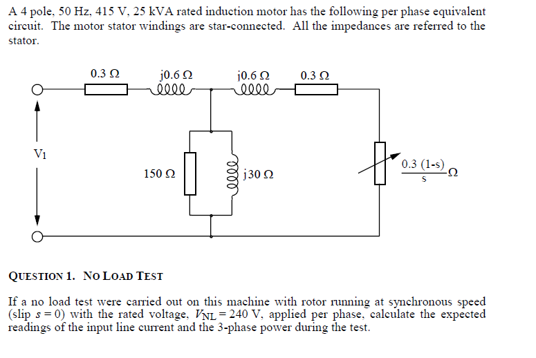 Solved A 4 pole, 50 Hz, 415 V, 25 kVA rated induction motor | Chegg.com