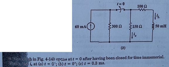 Solved The switch in Fig. 4-146 opens at t = 0 after having | Chegg.com