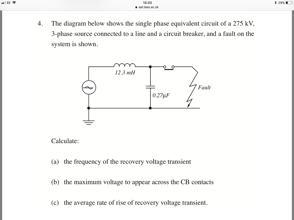 Solved The diagram below shows the single phase equivalent