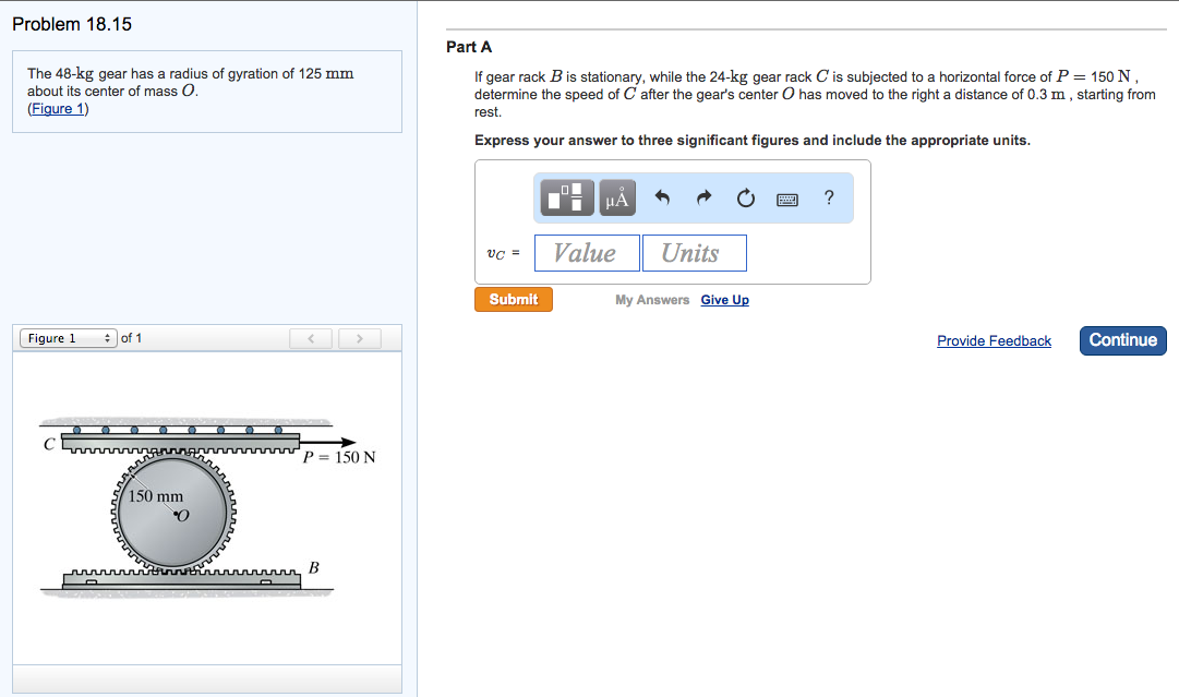 Solved Problem 18.15 The 48-kg gear has a radius of gyration | Chegg.com