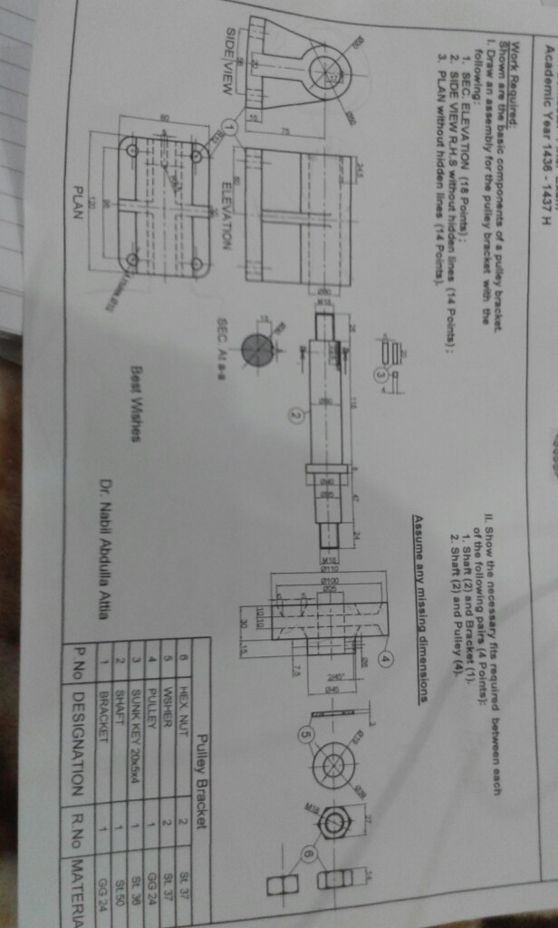draw assembly drawing (secelevation, side view right