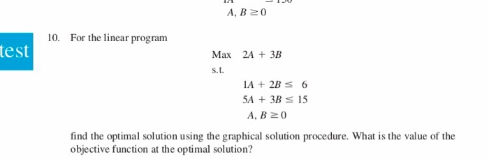 Solved For the linear program find the optimal solution | Chegg.com