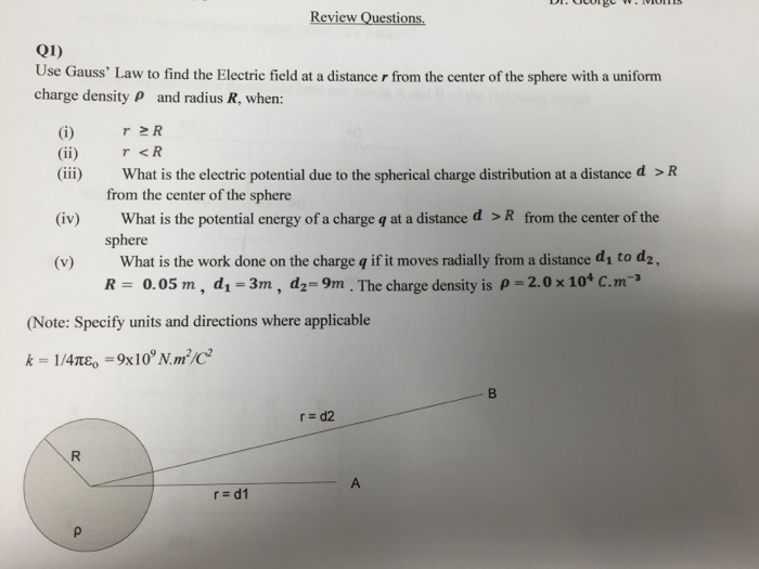 Solved Use Gauss' Law to find the Electric field at a | Chegg.com