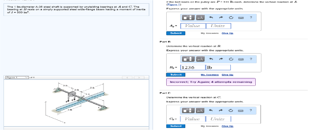 Solved The 1 In diameter A-30 steel is supported by | Chegg.com