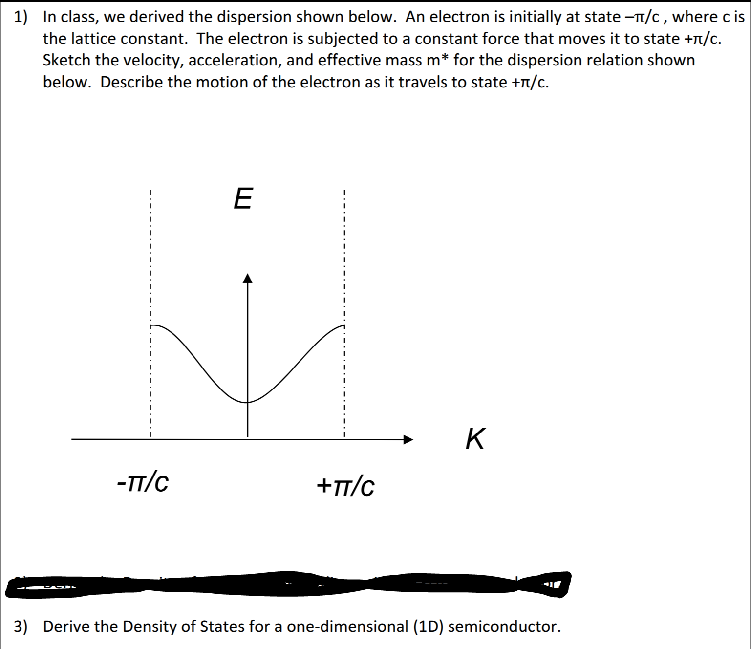 Solved Density of states for 1D semiconductor (Quantum