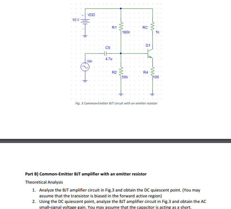 Solved Common-Emitter BJT amplifier with an emitter | Chegg.com