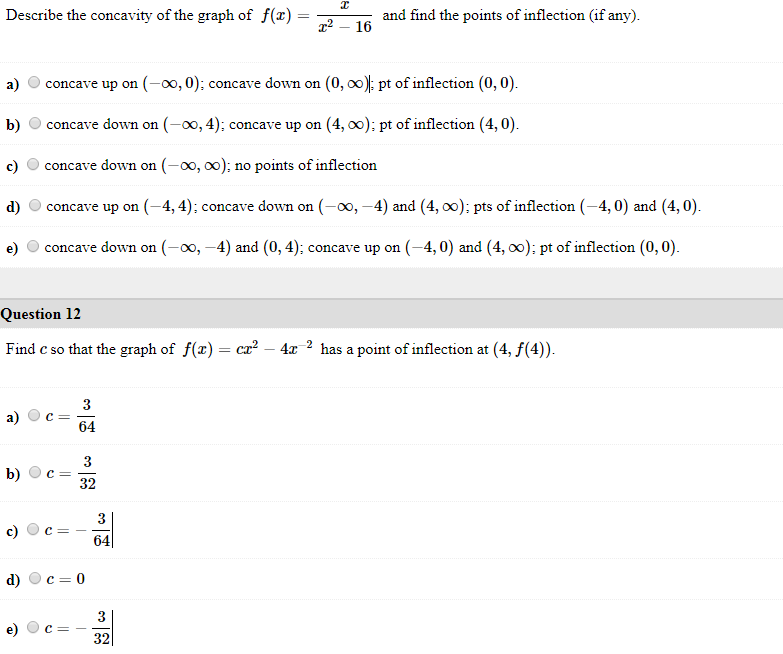 Solved Describe the concavity of the graph of f(x) and find | Chegg.com
