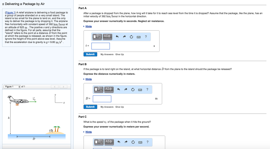 Solved A relief airplane is delivering a food package to a | Chegg.com