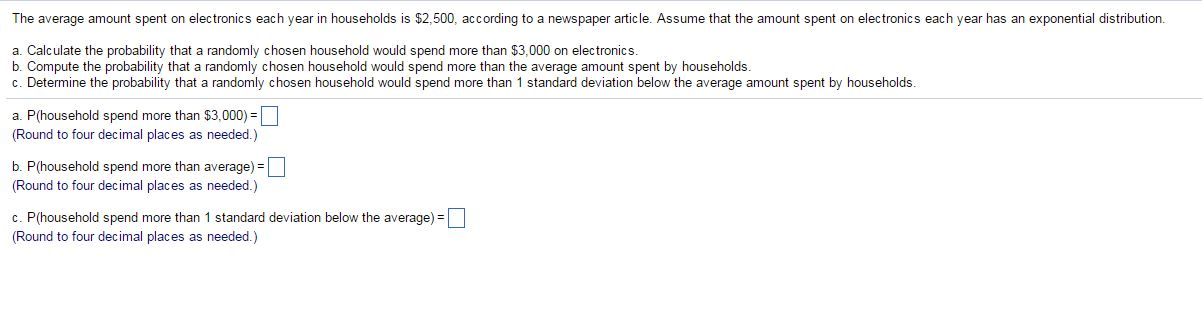 Solved the average amount spent on electronics each year in chegg