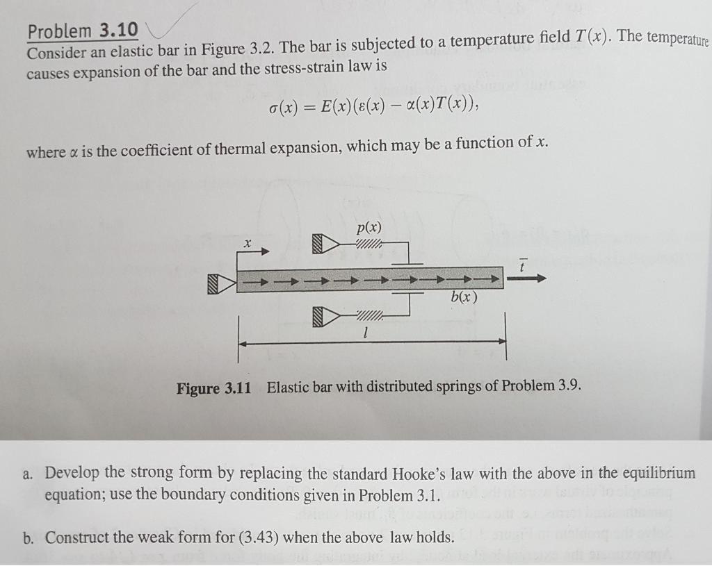 Problem 3.10 、 Consider an elastic bar in Figure 3.2. | Chegg.com