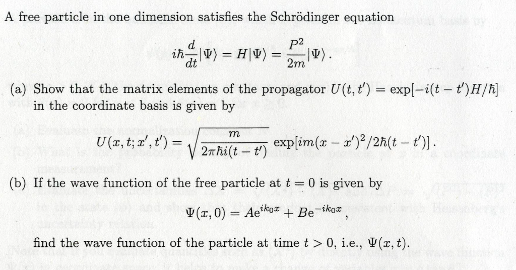 Solved A Free Particle In One Dimension Satisfies The