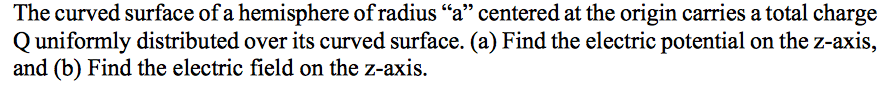Solved The curved surface of a hemisphere of radius a | Chegg.com