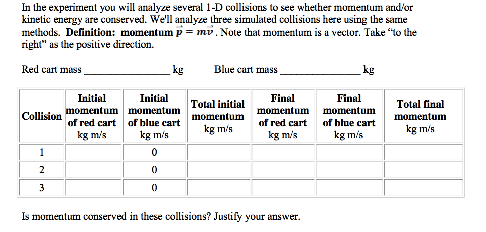 In The Experiment You Will Analyze Several 1-D Col... | Chegg.com
