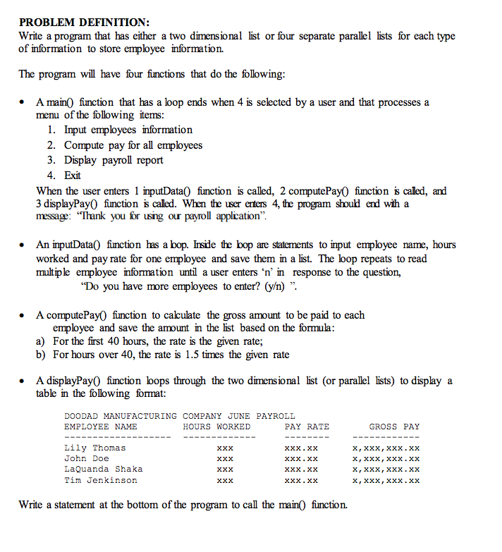 Solved Write a program that has either a two dimensional | Chegg.com