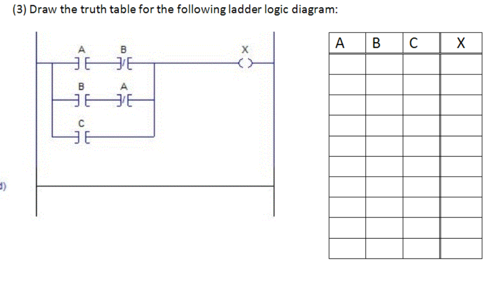 Solved 3 Draw The Truth Table For The Following Ladder 