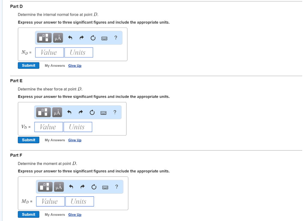 Solved Problem 7.2 Part A Determine the internal normal | Chegg.com
