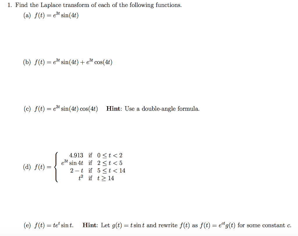 find the laplace transform of e 4t sin 3 t