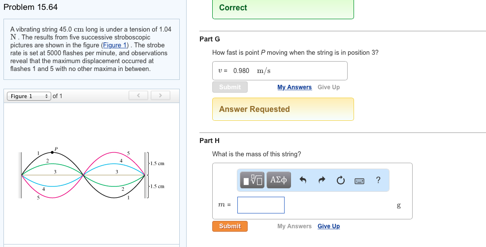 Solved A vibrating string 45.0 cm long is under a tension of