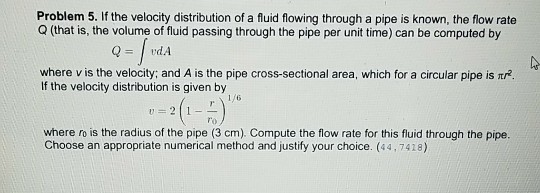 Solved Problem 5. If the velocity distribution of a fluid | Chegg.com