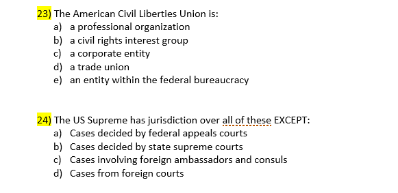 Solved The American Civil Liberties Union Is: A | Chegg.com