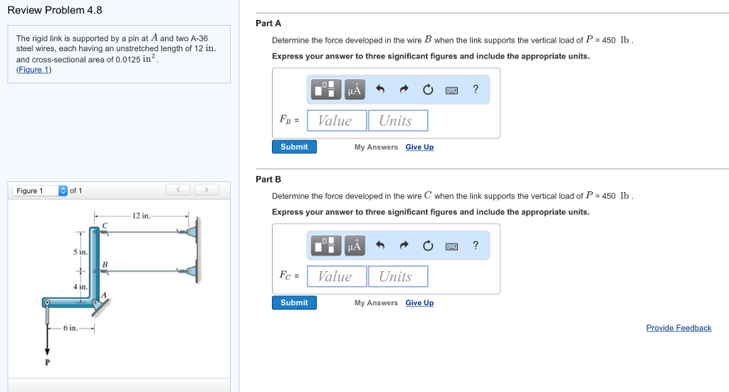 Solved The rigid link is supported by a pin at A and two | Chegg.com