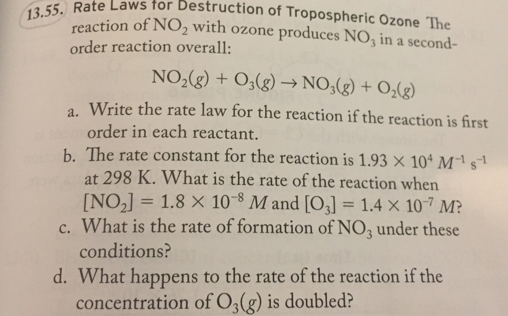 Solved The reaction of NO_2 with ozone produces NO_3 in a