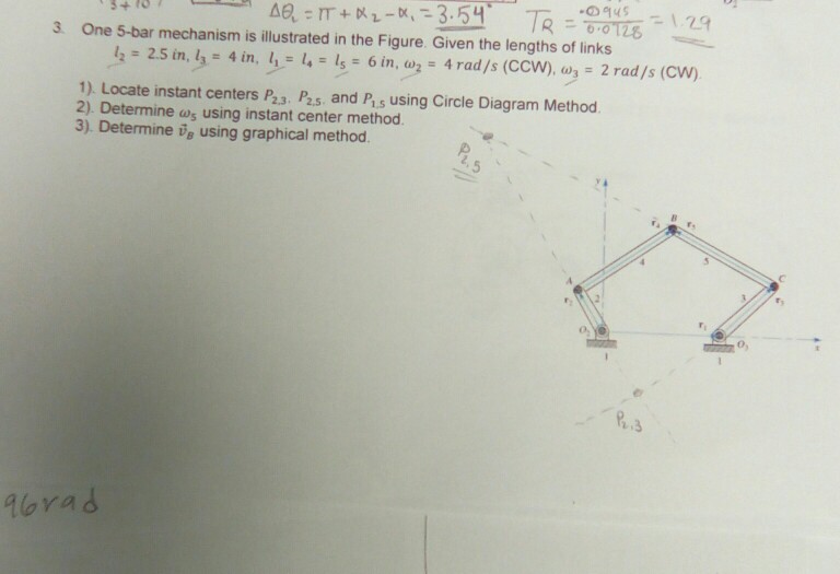 Solved -のquS 3 One 5-bar mechanism isillustrated in the | Chegg.com