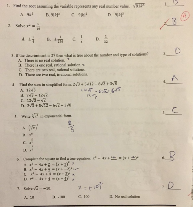 Solved 1. Find the root assuming the variable represents any | Chegg.com