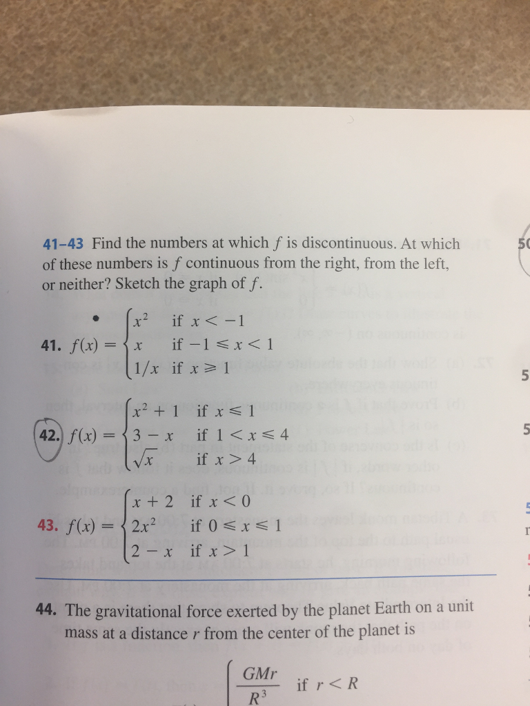 Solved 41 43 find the numbers at which f is discontinuous chegg