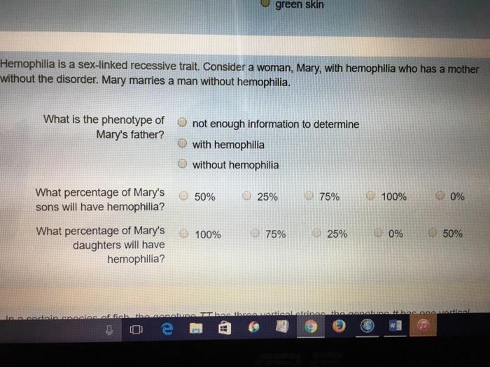 Solved Hemophilia Is A Sex Linked Recessive Trait Consider Chegg Com