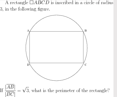 Solved A rectangle ABCD is inscribed in a circle of radius | Chegg.com