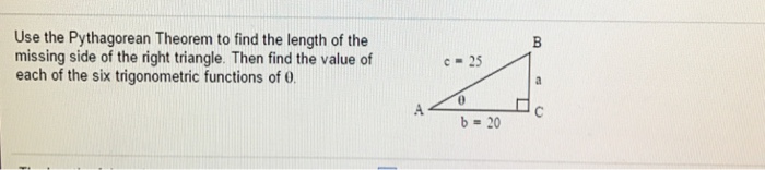 Solved Use the Pythagorean Theorem to find the length of the | Chegg.com