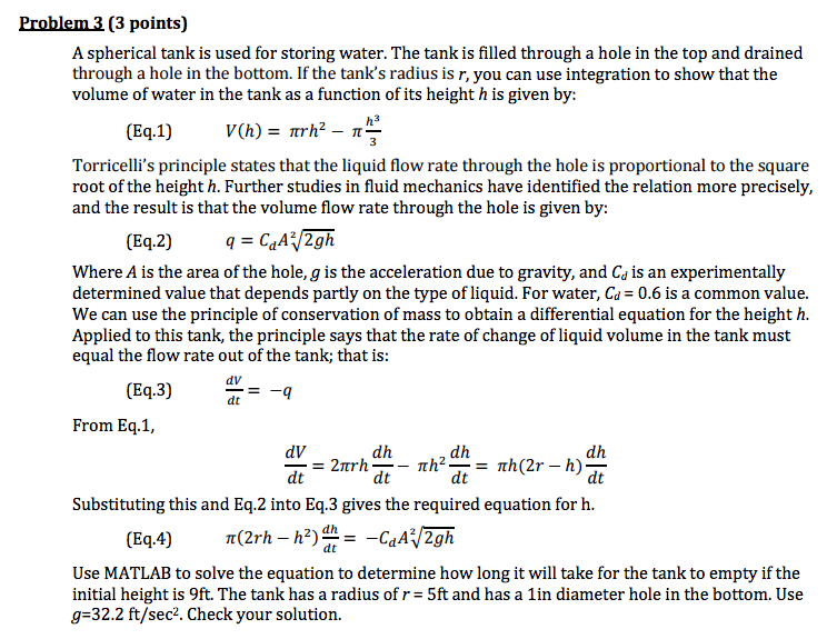 Volume R Liquid Equation A spherical tank is used for storing water. The tank | Chegg.com