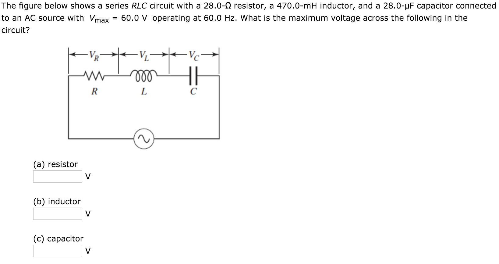 Solved The Figure Below Shows A Series RLC Circuit With A | Chegg.com